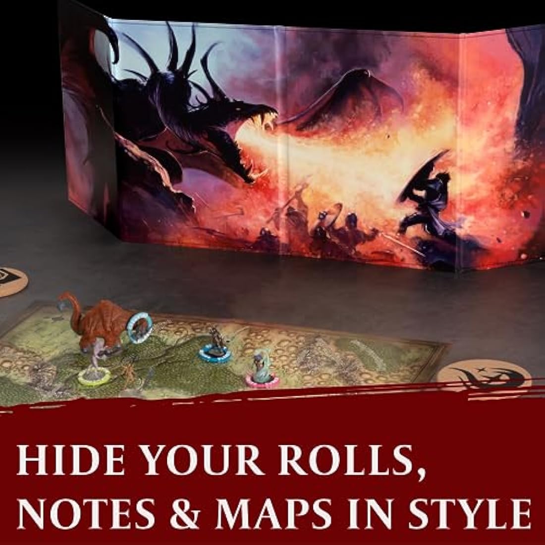 DND DM Screen 5e - D&D Dungeon Master Screen Full Color Print with Customizable Inserts - Dungeons and Dragons GM/Game Master Accessories Gift for Man or Woman. Hide Your Dice Rolls, Maps & Books.
