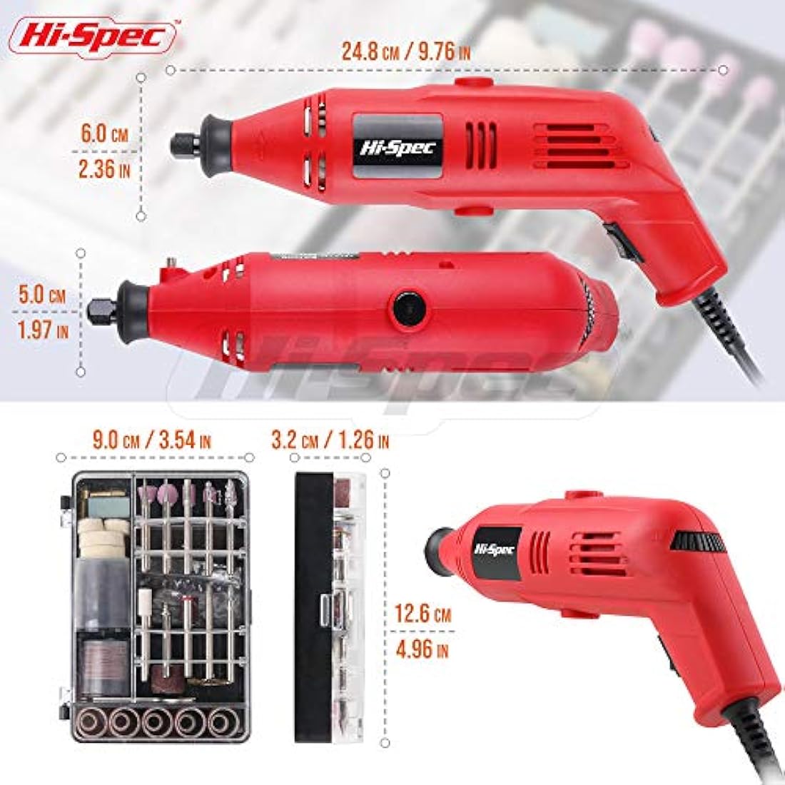 Hi-Spec 121pc 130W Corded Power Rotary Tool Kit – Multi Tool with Dremel Compatible Bit Accessories for Drill, Cut, Trim, Grind & Sand. DIY Repairs, Hobbies & Craft Projects