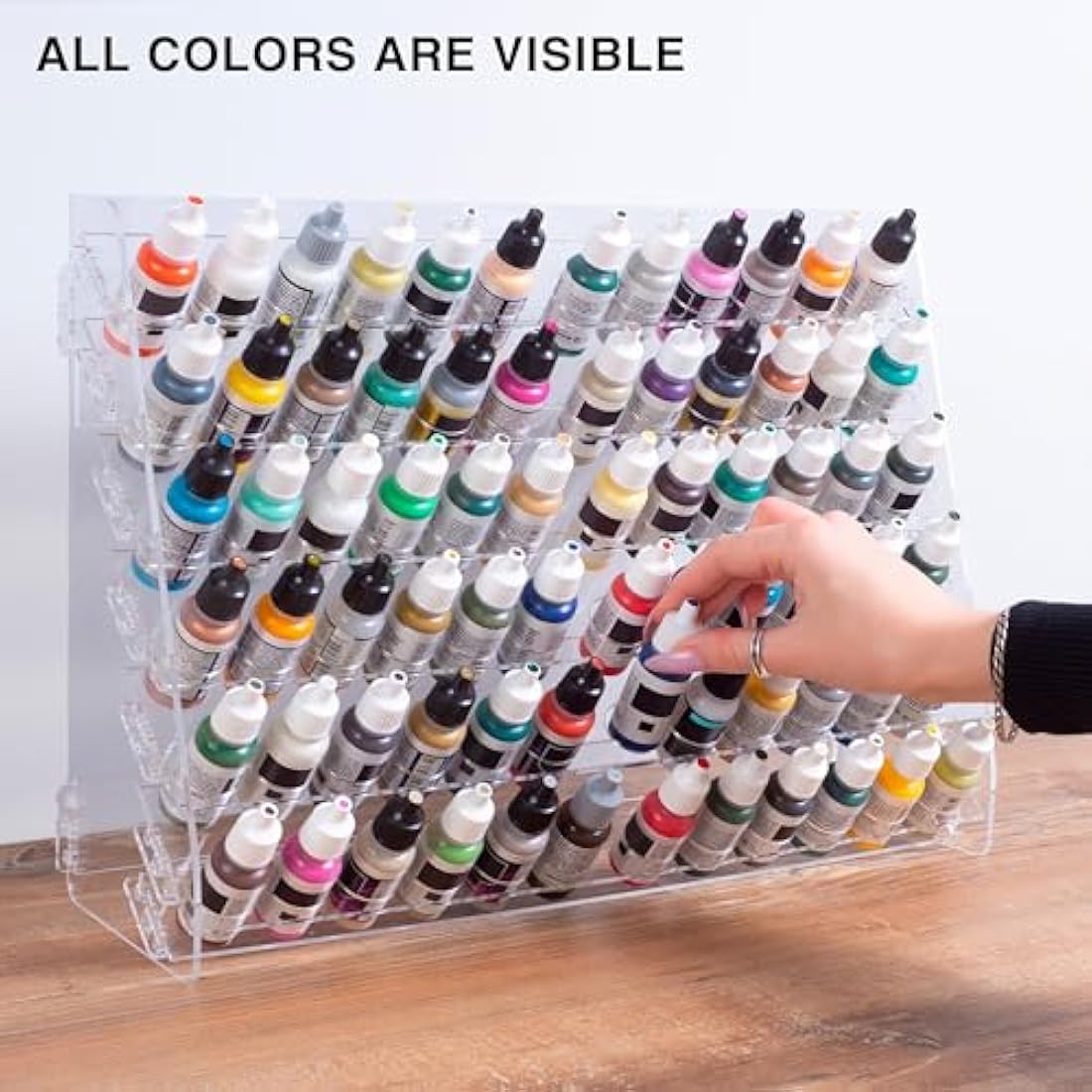 Plydolex Citadel Acrylic Paint Rack Organizer with 60 Holes for Miniature Paint Set - Wall-mounted Acrylic Paint Organizers And Storage - Paint Bottle Organizer 15.8x5.1x11.6 inch