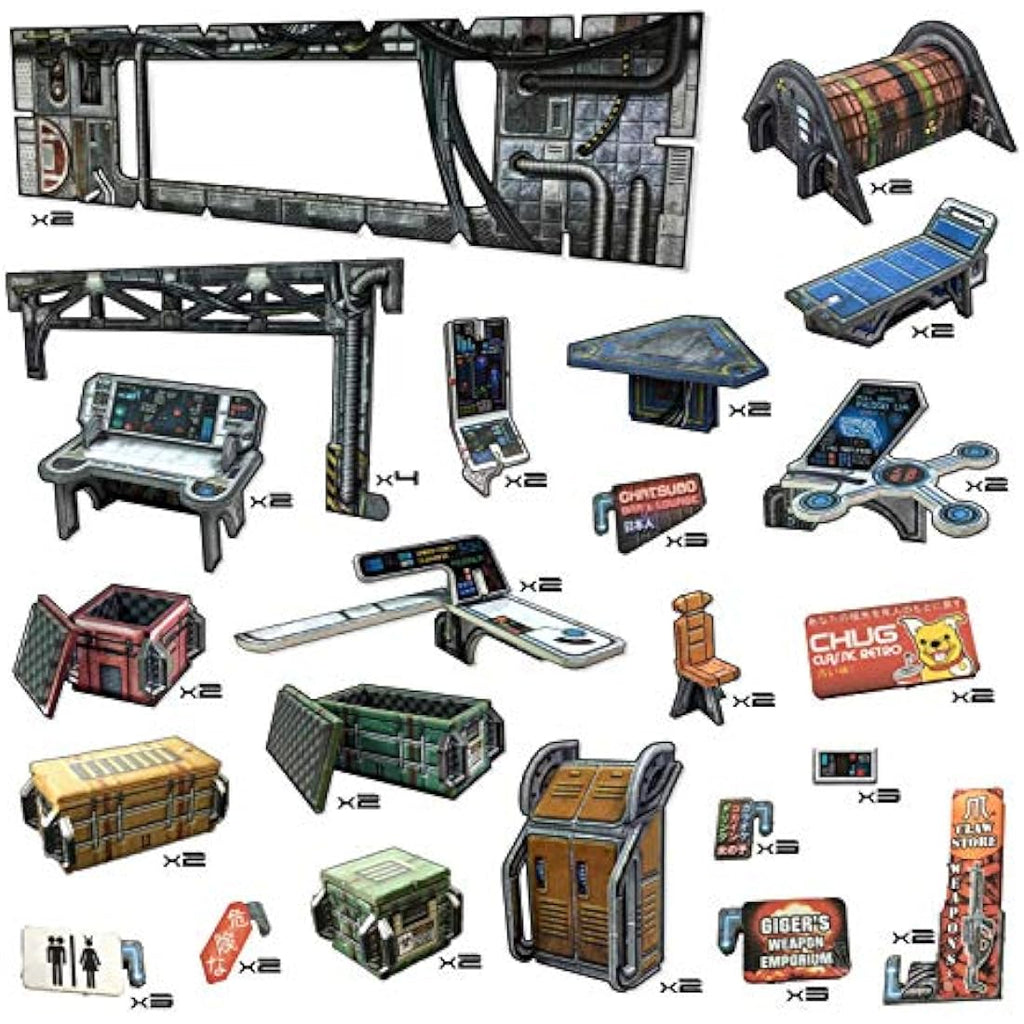 Battle Systems Sci-Fi Terrain 28mm Modular 3D Space Terrain - Perfect Age 14+ for Wargaming and Roleplaying Tabletop Games - Full Colour Printed 3D Multi Level Building Models (Cyberpunk Core Set)
