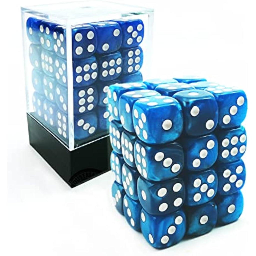 Bescon 12mm 6 Sided Dice 36 in Brick Box, 12mm Six Sided Die (36) Block of Dice, Marble Blue