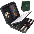 ENHANCE Collector's Edition RPG Organizer Case - DnD Binder with Built-in Character Sheet Holder and Erasable Scribe Panel, Dice Rolling Area, Removable Pen Pouch, Miniature Foam Tray (Dragon Green)
