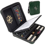 ENHANCE Collector's Edition RPG Organizer Case - DnD Binder with Built-in Character Sheet Holder and Erasable Scribe Panel, Dice Rolling Area, Removable Pen Pouch, Miniature Foam Tray (Dragon Green)