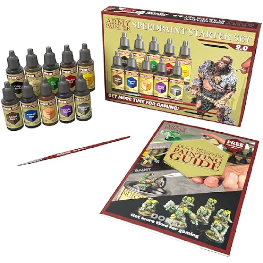The Army Painter, Speedpaint 2.0 Starter Set, Beginner Paint Set, 10 x 18 ml Acrylic Contrast Paints incl. 1 Free Basecoating Brush for DnD and Warhammer Figures