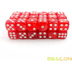Bescon 12mm 6 Sided Dice 36 in Brick Box, 12mm Six Sided Die (36) Block of Dice, Marble Red