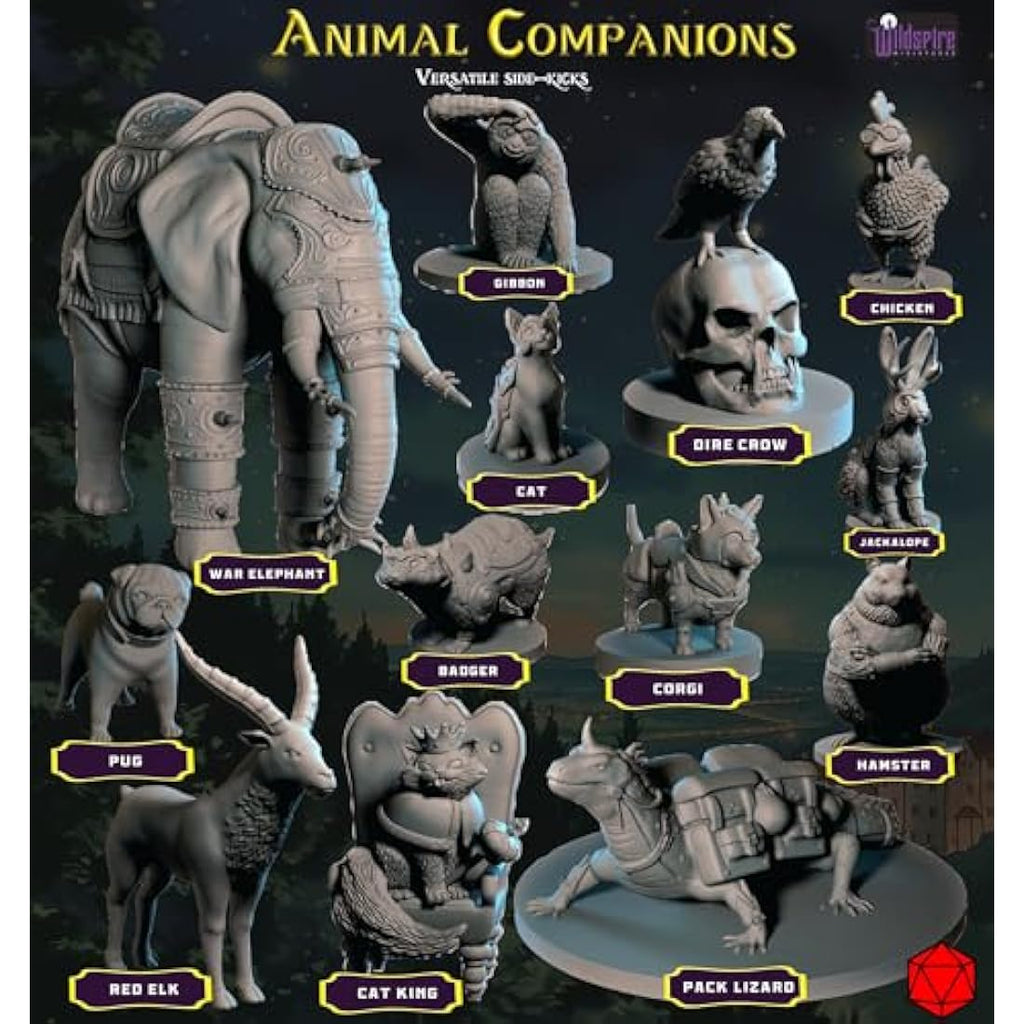 Wildspire Heroes, Animal Companions & Troll King for DND Miniatures Bulk 28mm DND Minis Dungeons and Dragons D&D Miniatures Dungeons and Dragons Unpainted Figures for Tabletop