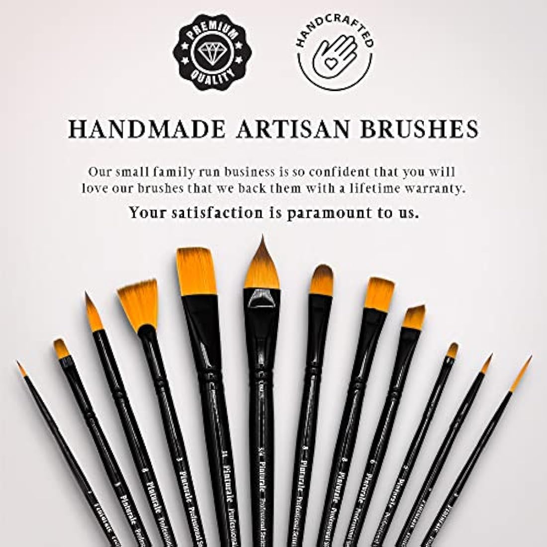 Pinturale Arts Set of 12 Acrylic Paint Brushes | Acrylic & Oil Masters | Oil Paint Brushes | Handmade Acrylic Paint Brush Set