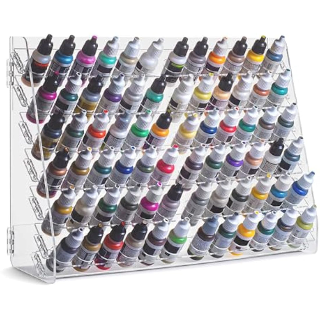 Plydolex Vallejo Acrylic Paint Rack Organizer With 72 Holes for Miniature Set - Wall-Mounted Organizers and Storage - Bottle Holder 15.8x5.1x11.6 Inch