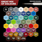 The Army Painter Warpaints Fanatic Mega Set, 50 Paints: 36 acrylic colours, 4 Skin Tones, 3 Metallics, 3 Effects, 4 Washes, 1 Free Paint Station & Brush, For Miniature Painting