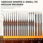 Golden Maple Miniature Paint Brushes Drybrush-18PCS Micro Detail Paint Brush Set, Small Fine Detail Model Brushes for Acrylics, Watercolors & Paint by Number, Figurine - Cocoa Brown
