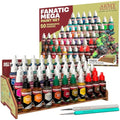 The Army Painter, Warpaints Fanatic Mega Set Combo, 50 x 18 ml Acrylic Paints incl. Skin Tones, Metallics, Effects, Washes, 1 Free Paint Station & 2 Brushes - Model Paint for Warhammer & Dnd