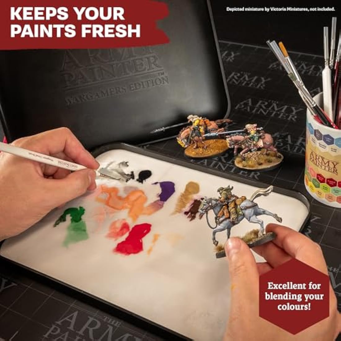 The Army Painter, Wargamers Edition Wet Palette XL, incl. 50 Hydro Sheets, 2 Hydro Foams & Brush Storage - Wet Palette for Miniatures Acrylic Paint, Dnd & Warhammer