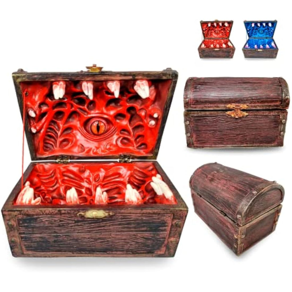 POWER BEAST Dungeon Mimic Chest Dice Storage Box with Glass Eye, Miniatures and Dungeons and Dragons Accessories, D&D Gift, DND, Dungeon Master, Holds up to 5 Sets of Polyhedral Dice. RPG Game.