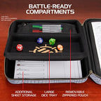 ENHANCE Collector's Edition RPG Organizer Case - DnD Binder with Built-in Character Sheet Holder and Erasable Scribe Panel, Dice Rolling Area, Removable Pen Pouch, Miniature Foam Tray (Dragon Silver)