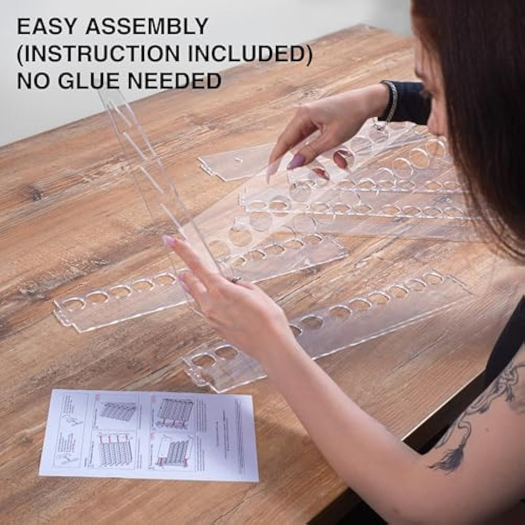 Plydolex Citadel Acrylic Paint Rack Organizer with 60 Holes for Miniature Paint Set - Wall-mounted Acrylic Paint Organizers And Storage - Paint Bottle Organizer 15.8x5.1x11.6 inch