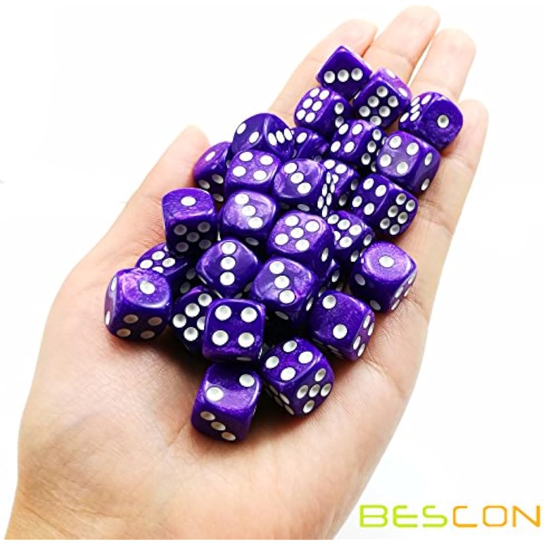 Bescon 12mm 6 Sided Dice 36 in Brick Box, 12mm Six Sided Die (36) Block of Dice, Marble Purple