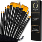 Pinturale Arts Set of 12 Acrylic Paint Brushes | Acrylic & Oil Masters | Oil Paint Brushes | Handmade Acrylic Paint Brush Set
