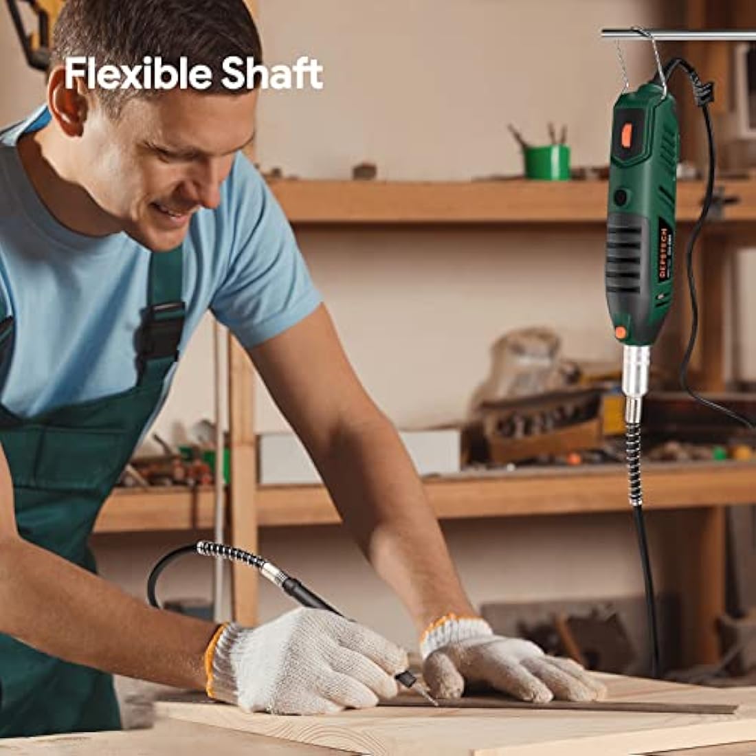 DEPSTECH Rotary Tool Kit, 200W Multi 6 Variable Speed 10000-40000RPM with Keyless Chuck & Flex Shaft, 128pcs Accessories Set for DIY Craft, Engraving, Cutting, Sanding, Polishing-DM200A, Green