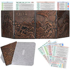 DND Dungeon Master Screen Faux Leather Embossed Dragon & Mimic, Four-Panel with Pockets DM Screen for Dungeons and Dragon, Pathfinder, D&D
