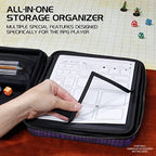 ENHANCE Collector's Edition RPG Organizer Case - DnD Binder with Built-in Character Sheet Holder and Erasable Scribe Panel, Dice Rolling Area, Removable Pen Pouch, Miniature Foam Tray (Dragon Purple)