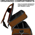 ENHANCE Table Games RPG Adventurer Bag - Dungeons and Dragons Travel Bag for Dungeon Masters with Padded Mini Figure Storage, Dice and Token Pockets, Holds 4-8 Books, Dragon Brown, Messenger Style