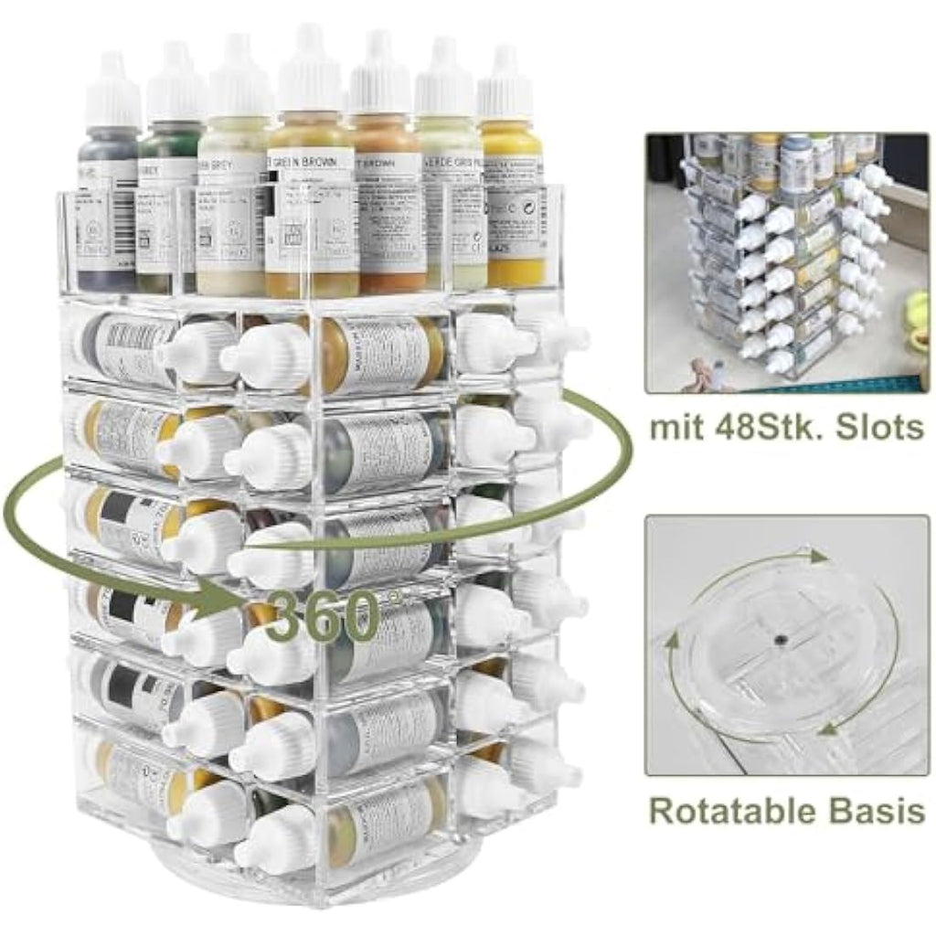 Evemodel 1pc Acrylic 6-Tier Spinning Rack Paint Organizer Storage for Paint Bottle Holder Shelf SN02