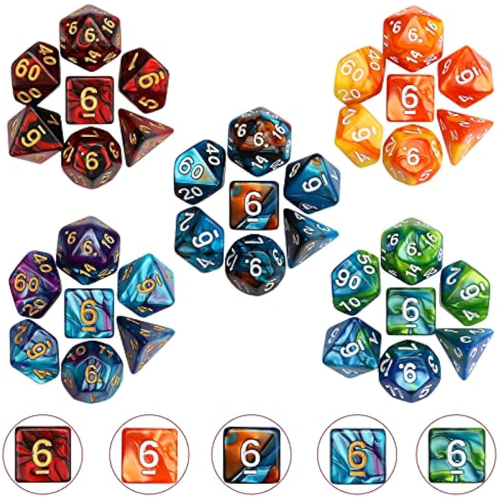 QMAY Polyhedral Dice, Dungeons and Dragons Dice Set 7 Sided Polyhedral DND for MTG RPG Game (20)