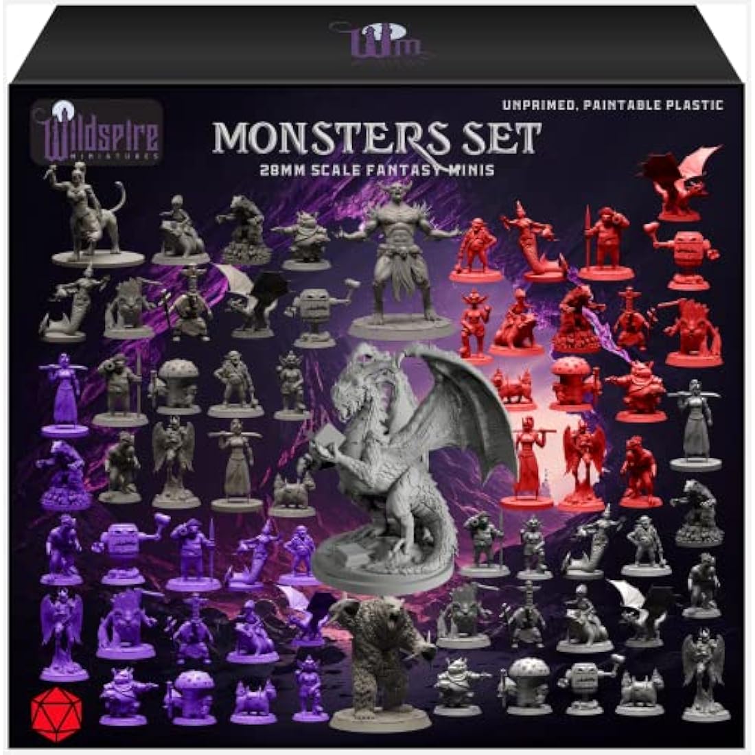Wildspire Fantasy Miniatures & Bookish Dragon for DND Miniatures Monsters DND 28mm-32mm Bulk Dungeons & Dragons Miniatures D&D Miniatures Monsters DND Minis DND Figures Starter Pathfinder Miniatures