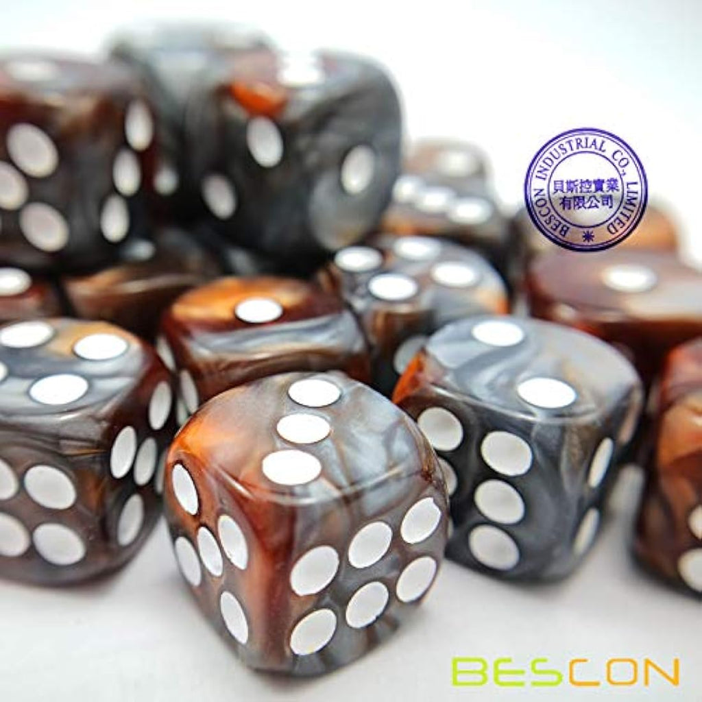 Bescon 12mm D6 Dice 36 in Cube, Assorted Gemini ROCK Colors, 12mm Six Sides Die (36) Block of Dice