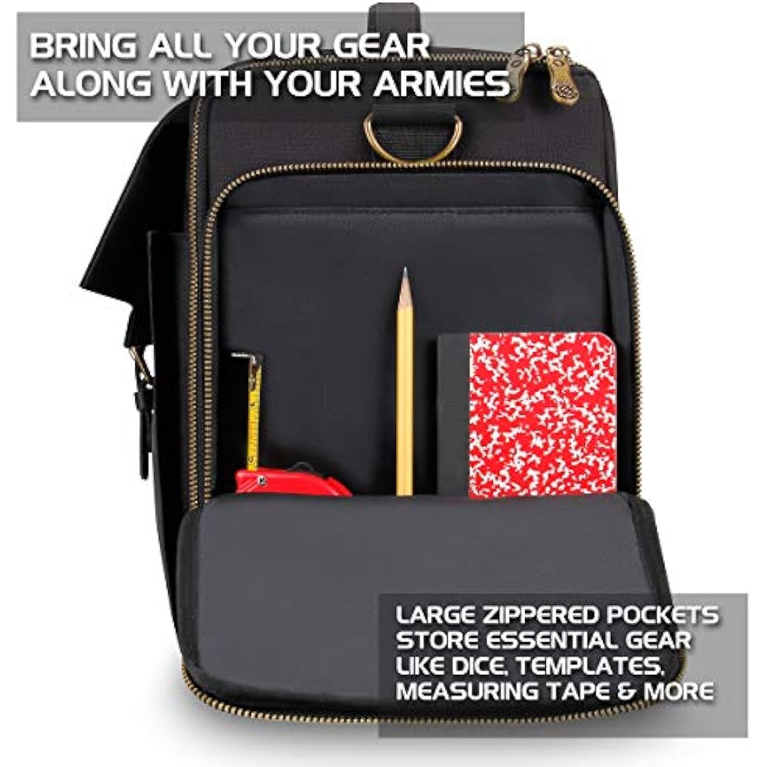 ENHANCE Portable Miniature Figure Storage and Carrying Case, 4 Foam Layers fits 108 Infantry Minis and Pick and Pluck - Book Sleeve and 2 Accessory Pockets for Measuring Tape, Dice and More