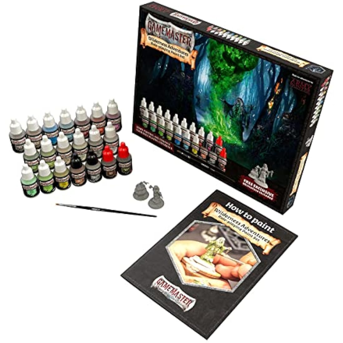 The Army Painter | GameMaster Wilderness Adventures Role-Playing Paint Set | 20 Bottles of 12ml Acrylic Paint | 1 Dry Brush | 1 Plastic Witch Miniature for Warhammer 40k and Dungeons and Dragons