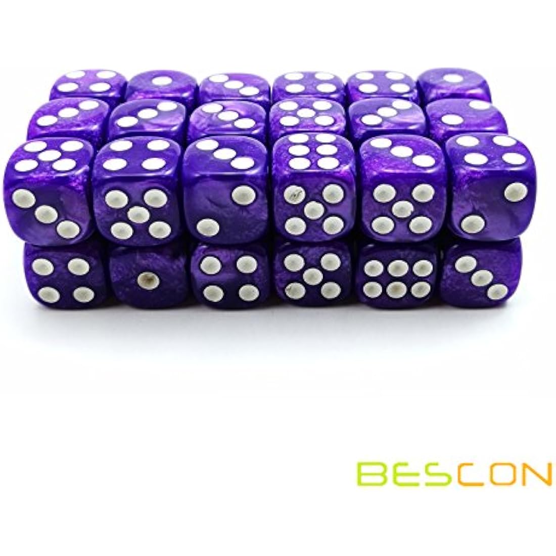 Bescon 12mm 6 Sided Dice 36 in Brick Box, 12mm Six Sided Die (36) Block of Dice, Marble Purple