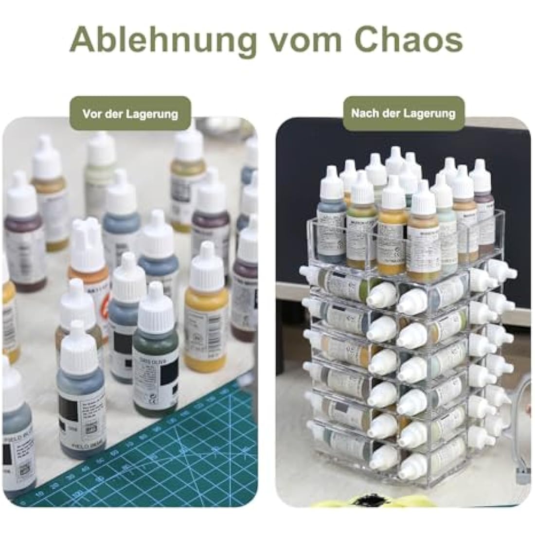 Evemodel 1pc Acrylic 6-Tier Spinning Rack Paint Organizer Storage for Paint Bottle Holder Shelf SN02