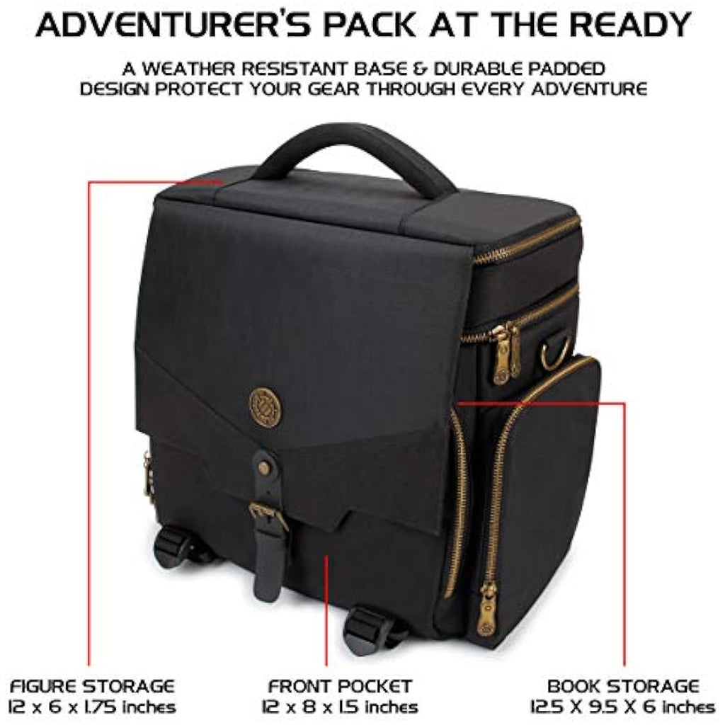 ENHANCE Tabletop DND Bag - RPG Adventurer's Dungeons and Dragons Accessories Bag with Miniatures Storage, Mat Holder, DND Dice & Token Pockets, Fits 4-8 Books, DM's Guide, Player's Handbook (Black)