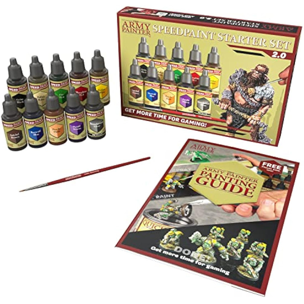 The Army Painter, Speedpaint 2.0 Starter Set Combo, Beginner Paint Set, 10 x 18 ml Acrylic Contrast Paints incl. 2 Free Brushes for DnD and Warhammer Miniature Figures