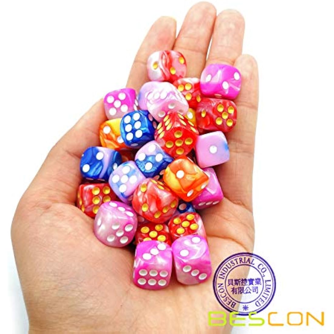 Bescon 12mm 6 Sided Dice 36 in Cube, 12mm Six Sided Die (36) Block of Dice, Gemini Effect in All Assorted Flower Colors