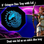 Fantasydice- BLUE - War Unicron- Dice Tray 20CM Octagon with Lid and Dice Staging Area- Holds 5 Sets of Dice(7 / Sta