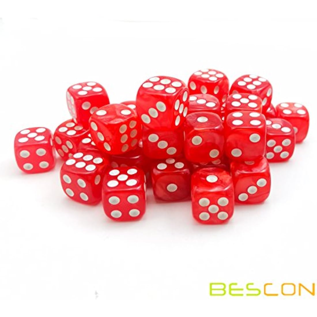Bescon 12mm 6 Sided Dice 36 in Brick Box, 12mm Six Sided Die (36) Block of Dice, Marble Red