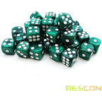 Bescon 12mm 6 Sided Dice 36 in Brick Box, 12mm Six Sided Die (36) Block of Dice, Marble Green