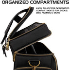 ENHANCE Tabletop DND Bag - RPG Adventurer's Dungeons and Dragons Accessories Bag with Miniatures Storage, Mat Holder, DND Dice & Token Pockets, Fits 4-8 Books, DM's Guide, Player's Handbook (Black)