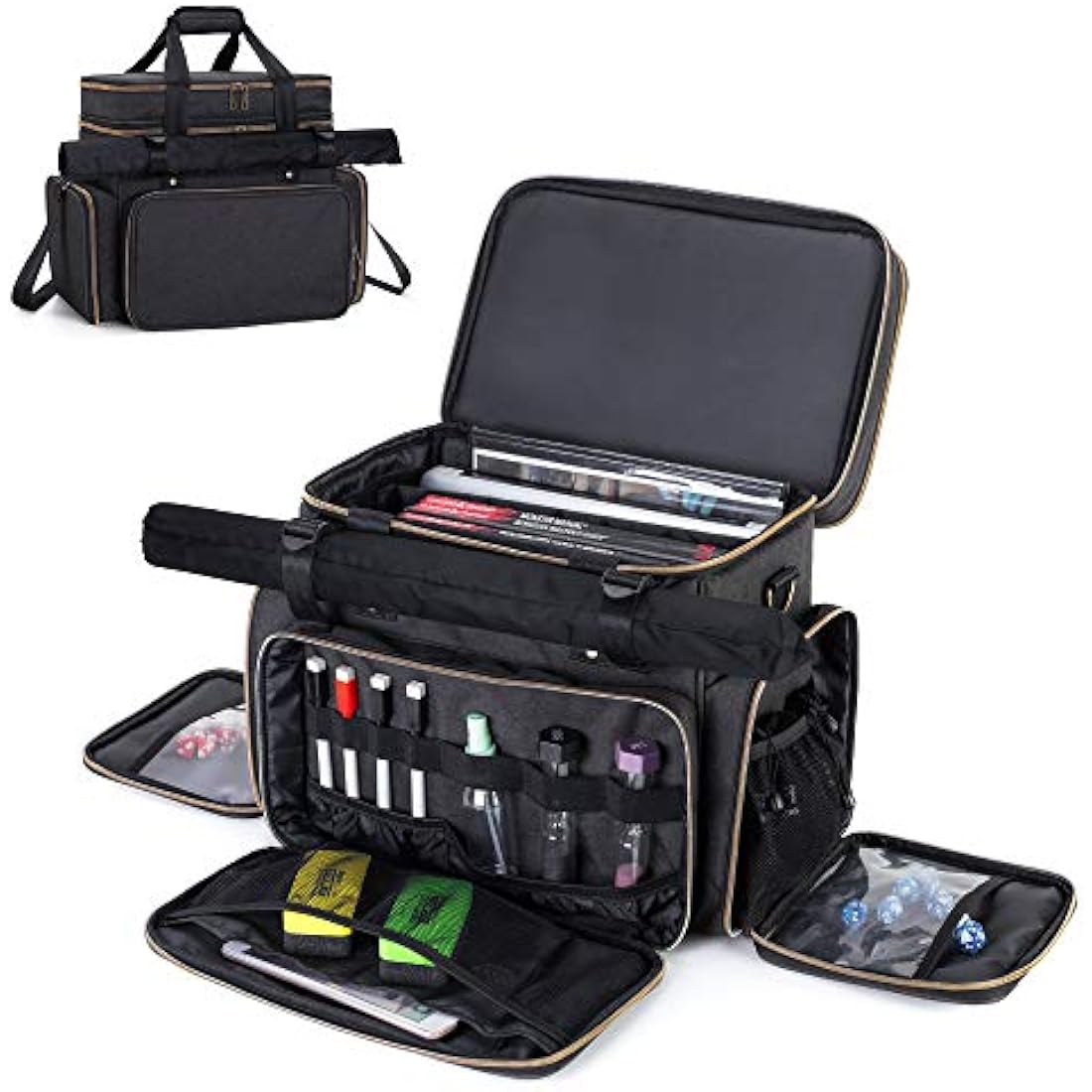 Trunab Tabletop RPG Adventurer's Bag Compatible with Dungeons and Dragons Large DND Bag with Miniatures’ Foam Layer, Battle Mat Storage Bag, Store Handbook, Dice & More - Patented Design