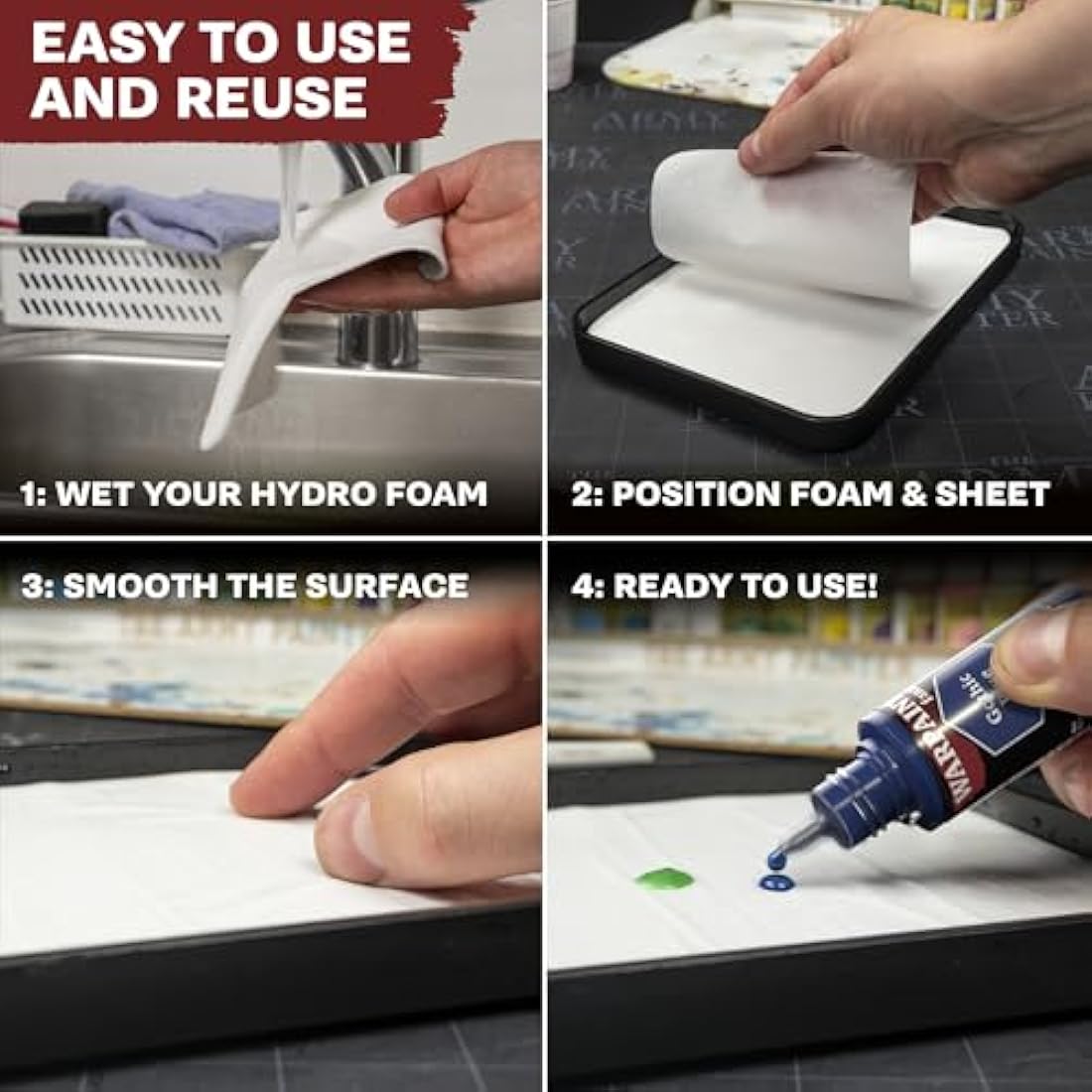 The Army Painter Wet Palette for Acrylic Painting & Hydro Pack Paper Palette Bundle -Premium Wet Palette for Miniatures with 100 Palette Paper Sheets & 4 Wet Palette Sponges -Painting Palette with Lid