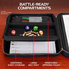 ENHANCE Collector's Edition RPG Organizer Case - DnD Binder with Built-in Character Sheet Holder and Erasable Scribe Panel, Dice Rolling Area, Removable Pen Pouch, Miniature Foam Tray (Dragon Blue)