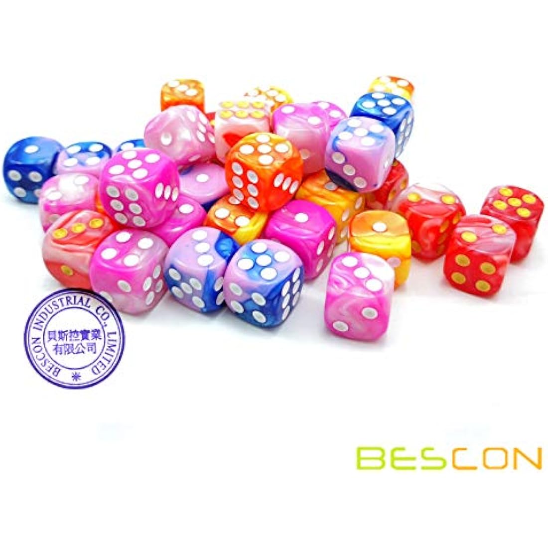 Bescon 12mm 6 Sided Dice 36 in Cube, 12mm Six Sided Die (36) Block of Dice, Gemini Effect in All Assorted Flower Colors