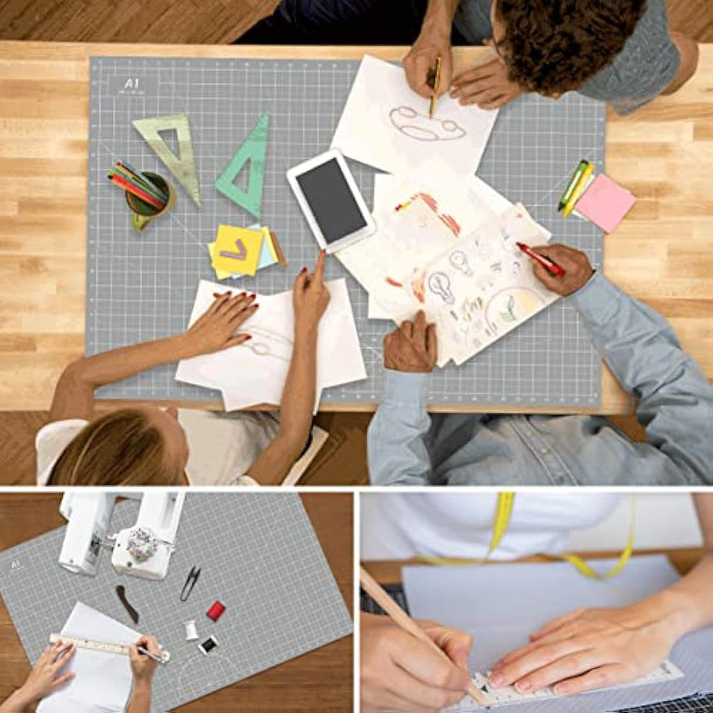 Headley Tools 24 x 36 Inch Thickened Self Healing Sewing Cutting Mat, A1 Rotary Cutting Sewing Mat for Crafts, Double Sided 5-Ply Table Cutting Board for Fabric Quilting Leather Arts Hobby, Grey/Black