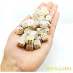 Bescon 12mm 6 Sided Dice 36 in Brick Box, 12mm Six Sided Die (36) Block of Dice, Marble White