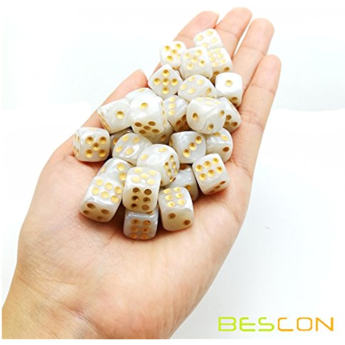 Bescon 12mm 6 Sided Dice 36 in Brick Box, 12mm Six Sided Die (36) Block of Dice, Marble White