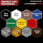 The Army Painter Warpaints Fanatic: Starter Set Combo, 11x18 ml paints: 7 Acrylic colours, 2 Metallics, 1 Wash, 2 Brushes & 1 Free Miniature figure, For models and miniature painting, DnD & Warhammer