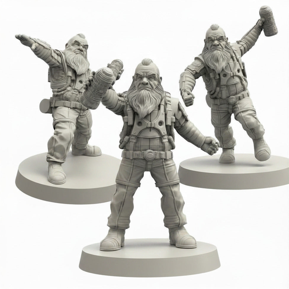 Cyberpunk Dwarf Throwers Papsikels Resin Miniatures