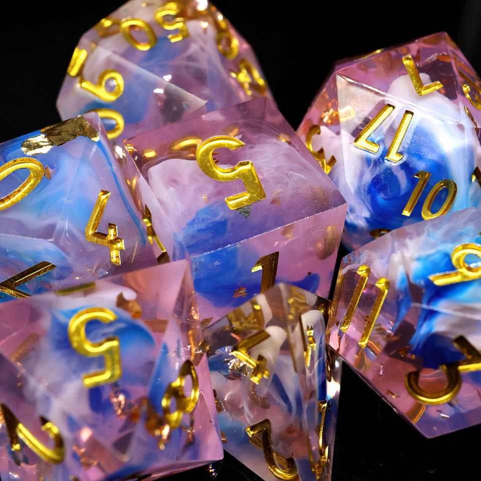 Unicorn Cream | Sharp Edge Dice | 7 Piece Set